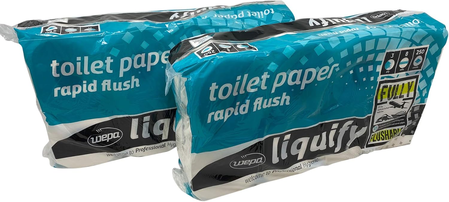 Wepa Liquify Camping Toilettenpapier Selbstauflösend 3-lagig - 8 Rollen á 250 Blatt - 2x 8 Rollen: Amazon.de: Drogerie & Körperpflege - Toilettenpapier online kaufen