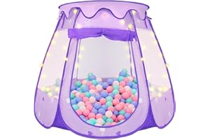 ZUOSEN Princess Tent for Kids, Ball Pits for Toddlers 1-3 with Star Light, Girl Toys, 1/2/3 Year Old Girl Gifts, Toys for Girls with Carrying Bag, Indoor & Outdoor Play Tent, 49'' X 33'' (DxH)-Purple