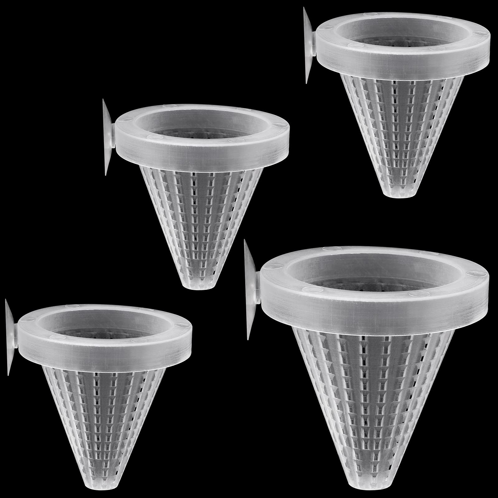 WEAVERBIRD 4PCS Aquarium Live Red Worm Fish Feeder Plastic Cone Shape Basket Shrimp Feedeing Cup with Sucker