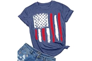 LUKYCILD Patriotic Shirts for Women American Flag Shirt 4th of July Tshirt Graphic Tees Casual Short Sleeve Tee Top