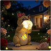 Solar Garden Dog Statue, Detachable Outdoor Decorative Stake, Whimsical French Bulldog with LED Bubble & Butterfly, Christmas Decorations, Waterproof Yard Decor for Patio,Lawn,Holiday & Birthday Gifts