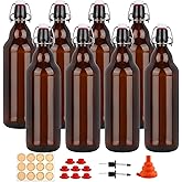 UrSpeedtekLive 8 Pack 32oz Amber Swing Top Glass Bottles, Flip Top Brewing Bottles with Airtight Stopper for Vanilla Extract, Kombucha, Beer, Kefir, Mead