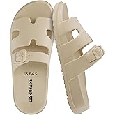 CUSHIONAIRE Orbit Waterproof EVA Womens Sandals -Comfortable Summer Slip On Slides for Women with Adjustable Buckle Strap