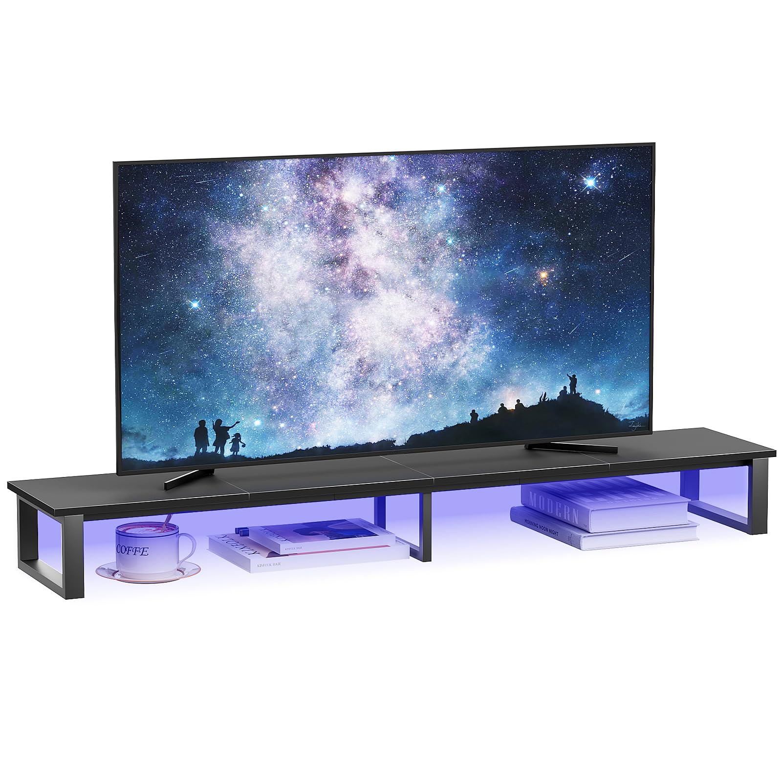 Photo 1 of aboxoo 45" TV Riser with Light for 32-60 inch TV, TV Riser Stand Shelf, Tabletop TV Stand Riser, Computer Monitor Table for Home Living Room, Study Office (Black)