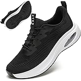ZYEN Wide Toe Box Shoes Women Air Cushion Road Running Shoes Extra Wide Width Sneakers Arch Support Gym Athletic Tennis Sneakers Lightweight Breathable Walking Shoes 8811 Black 38
