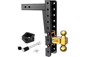 LOCAME Adjustable Trailer Hitch, Fits 2-Inch Receiver, 13-Inch Drop/Rise Drop Hitch,18000 LBS GTW-Tow Hitch for Heavy Duty Truck with Double Pins, Solid Ball Mount, LC0021