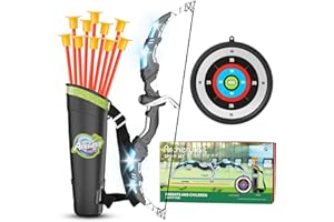 YANLLY Kids Bow and Arrow Set, LED Light Up Archery Toys Set for Kids Ages 4-8 8-12, with 10 Suction Cup Arrows, Target & Quiver, Boys Girls Christmas Birthday Gift Ideas, Indoor Outdoor Kids Toys