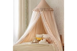Avrsol Kids Bed Canopy - Princess Girls Fairy Dream Tent, Nursery Room for Crib Children Reading Nook Baby Crib Hanging Curtain Mosquito Net with String Lights, 27''x108''