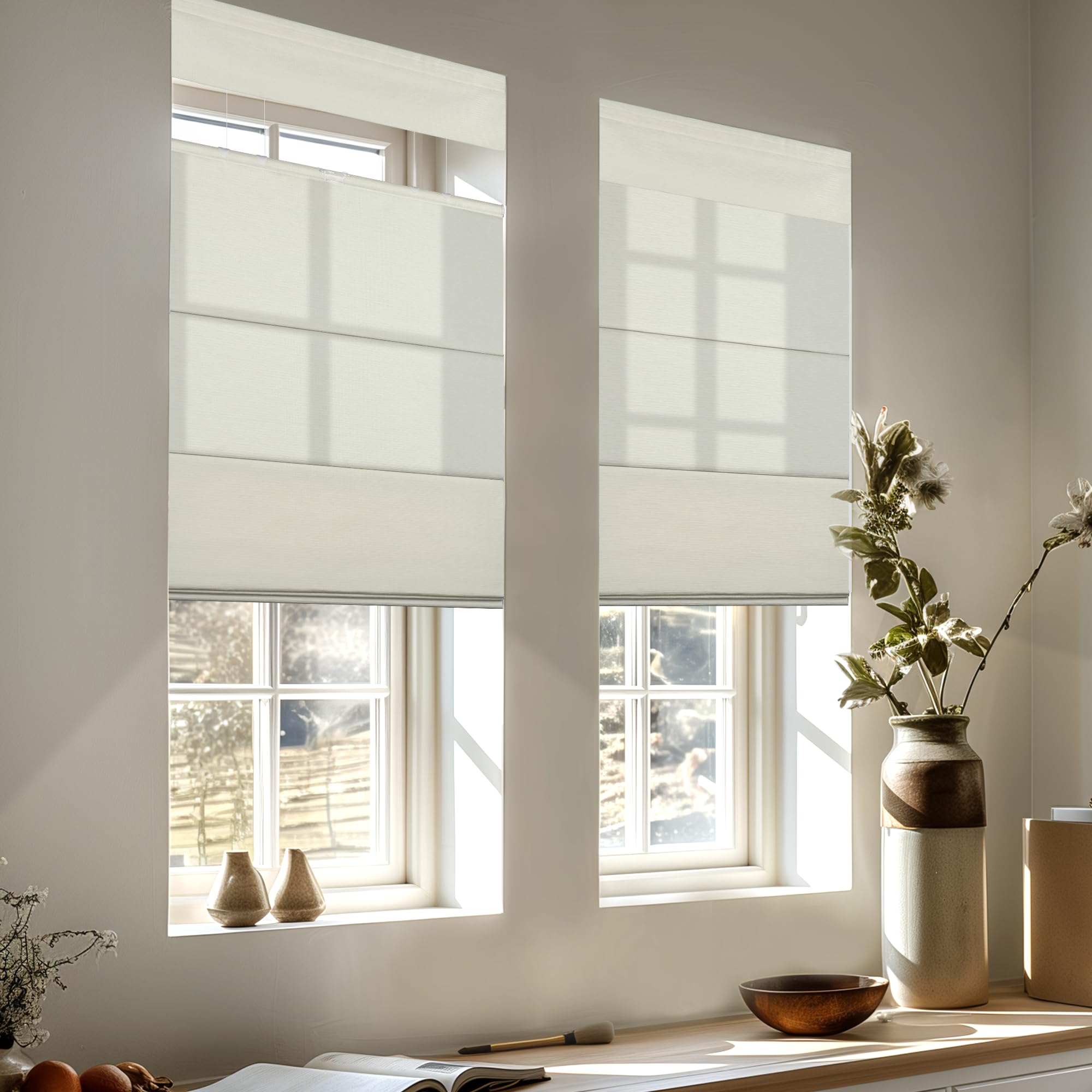 MoDanCeQ Blackout Light Filtering Cordless Top Down