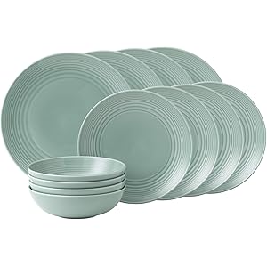 Royal Doulton Teal Stoneware Set of 12 Plates & Bowls