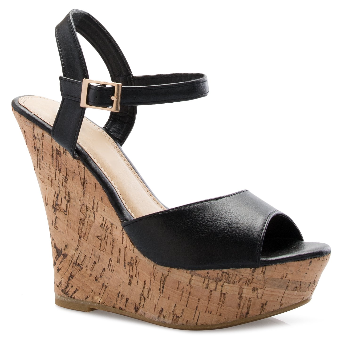 Olivia K Women's Open Toe High Wedge Platform Heel Wood Decoration Flip Flop Slipper Shoes Sandals - Image 5