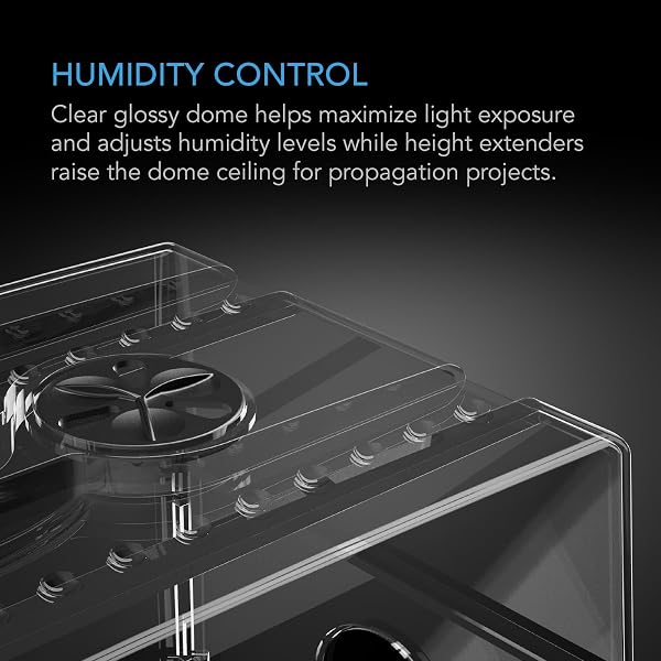 AC INFINITY HUMIDITY DOME, HEAVY-DUTY GERMINATION KIT WITH 3 MM THICKEST DOME, STURDY DRIP TRAY, 5X8 CELL SEEDLING TRAY, VENTED HEIGHT EXTENSION PANELS, FOR SEED STARTING, PROPAGATION, CLONING PLANTS