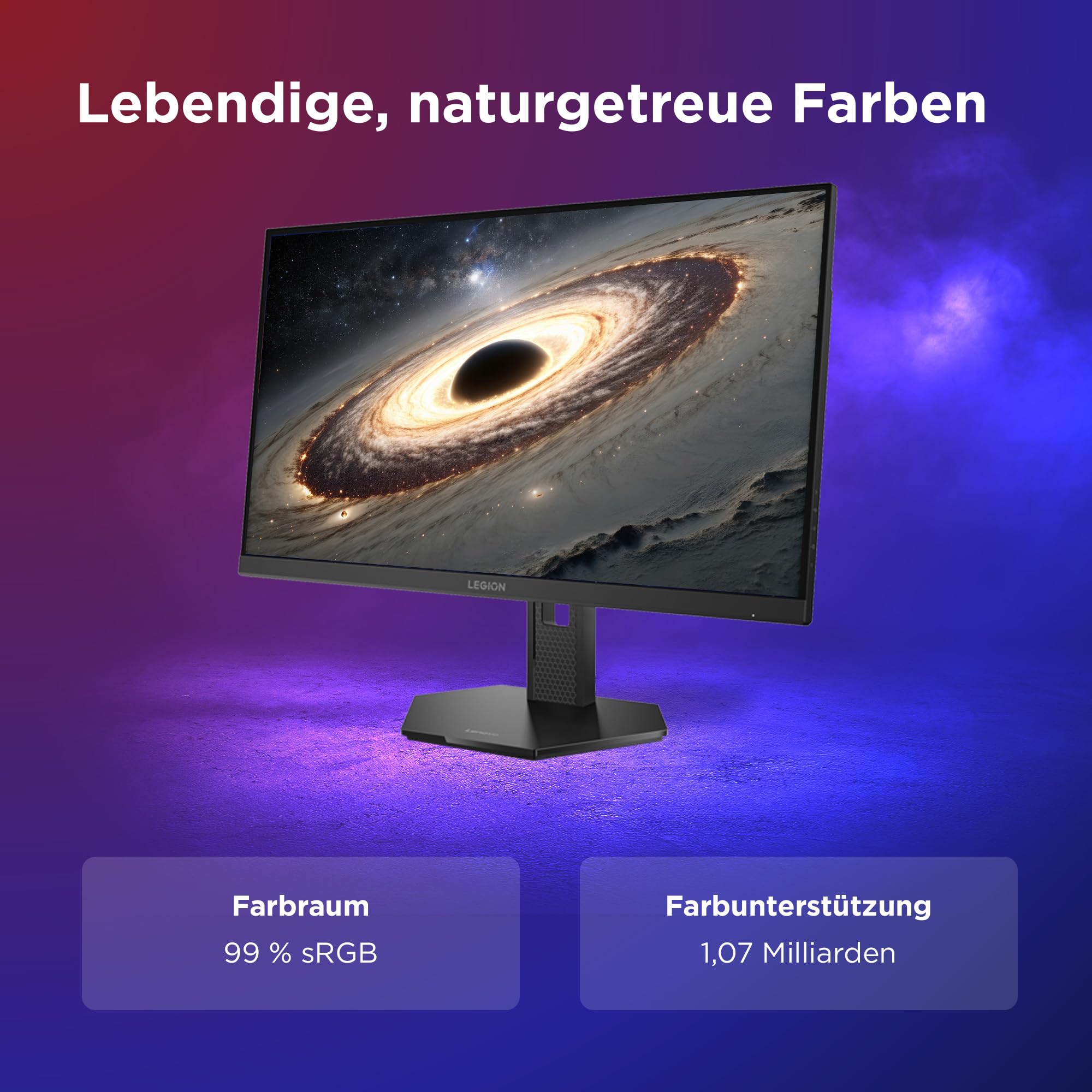 Lenovo Legion 27QD-10 | 27" QHD WLED Gaming Monitor | 2560x1440 | 16:9 | 240Hz | 0.5ms Reaktionszeit | USB-C | HDMI | USB-A | Jack 3.5mm | IPS-Panel | Standfuß | TÜV | schwarz | 5.6 kg 5