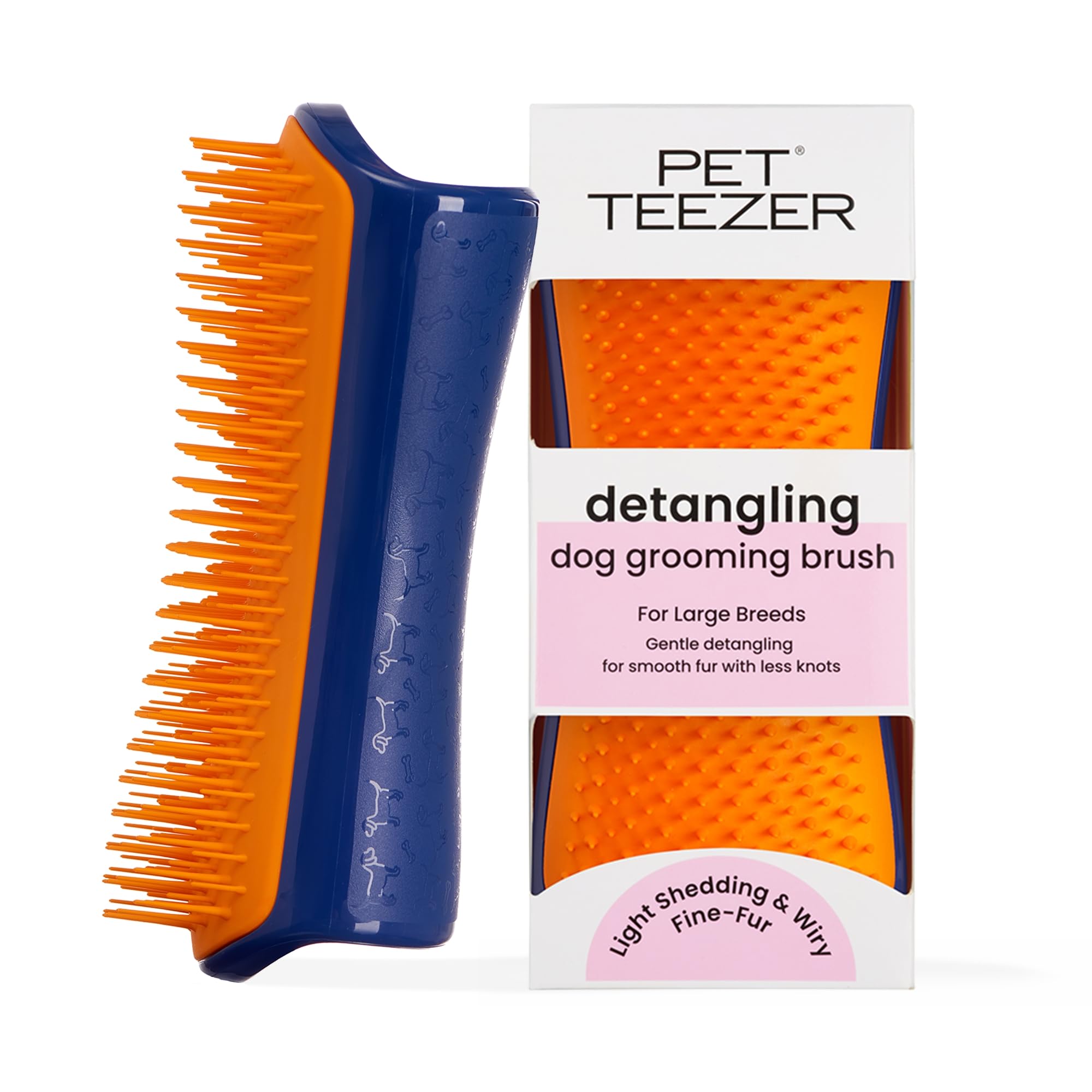 Tangle Teezer | Pet Teezer | Detangling and Dog Grooming Brush | Dry Brush or Dog Bath Brush | Navy & Orange