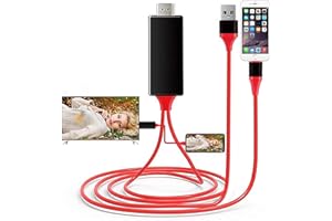 DESOFICON [Apple MFi Certified] Lightning to HDMI Cable Adapter Compatible with iPhone, 1080P Digital Sync Screen Audio&Video Adapter with Charge Port Connector to HD TV/Projector/Monitor Support OS