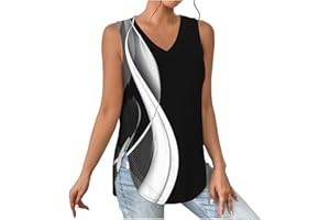 Wkishenl Summer Tank Tops for Women 2024 Casual Solid Color/Printting Sleeveless Tops Trendy Classic V-Neck Slitted Tank Tops