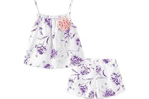LittleSpring Little Girls Summer Outfits Floral Tank Top and Shorts 2 Pcs Clothes Set