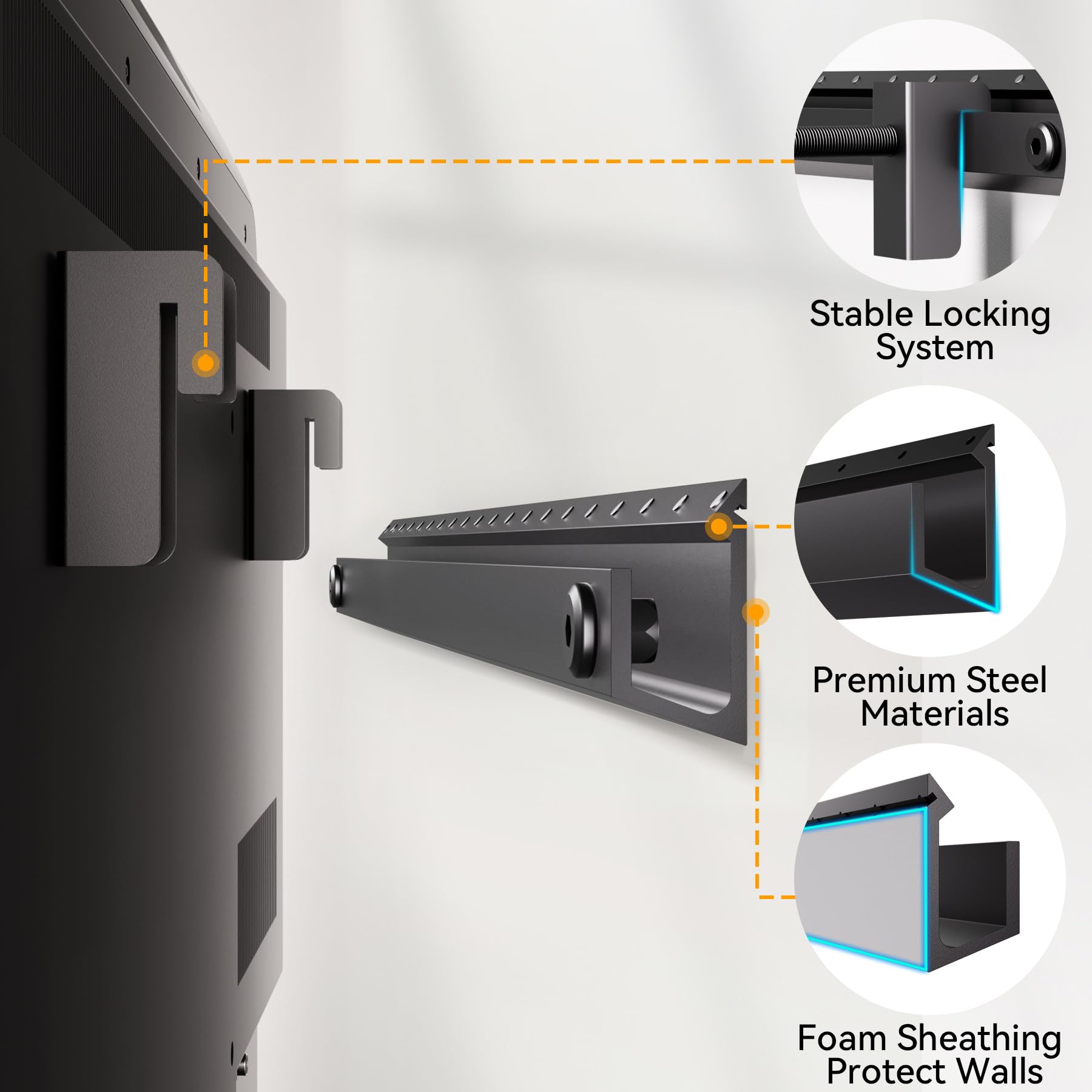 AENTGIU No Stud TV Wall Mount, Studless Drywall TV Mount for 22-55 inch TVs, Low Profile Tv Hanger Max Load 100 lb, No Drill, NO Anchors, Easy Install with All Hardware Included