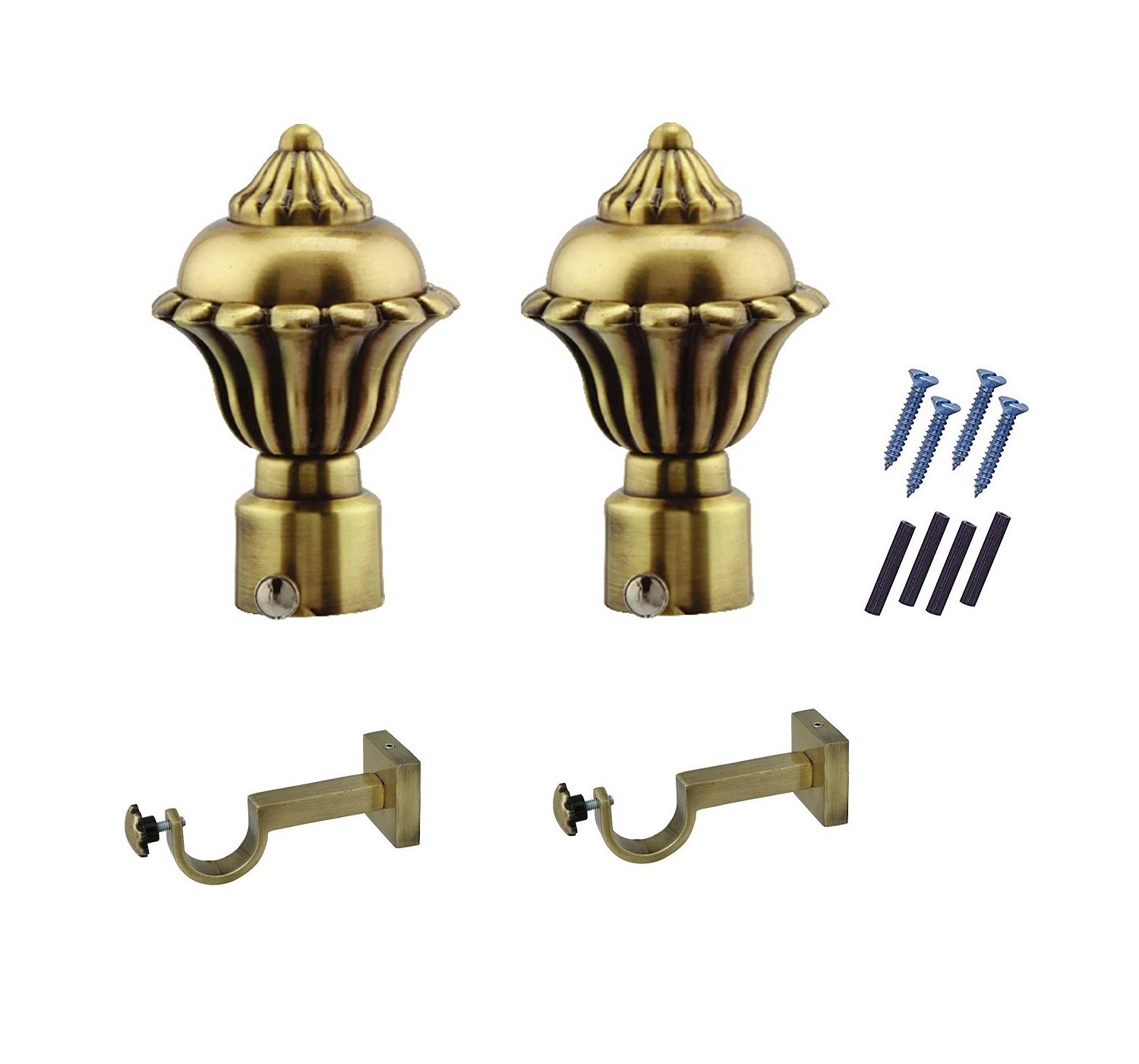 Buy Homeplus Antique Brass Premium Curtain Bracket Finial 1 Set