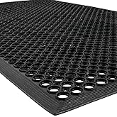 NoTrax 3' x 5' Anti-Fatigue Lightweight Restaurant Rubber Floor Mat with Drainage Holes, Beveled Edges, Non-Slip Mats, Black, T30 Competitor, T30S0035BL