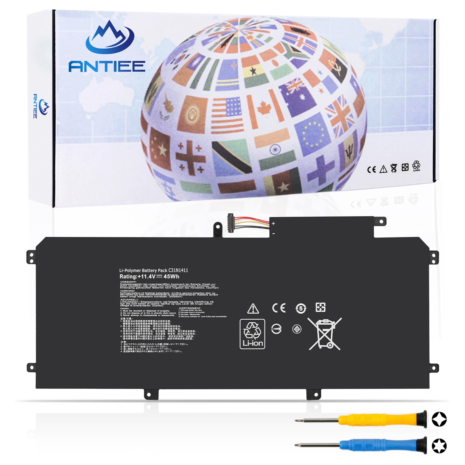 ANTIEE 45Wh C31N1411 Laptop Battery for ASUS ZenBook U305CA U305F U305FA U305L U305UA UX305 UX305C UX305CA-FB055T FB005T FC147T EHM1 UHM4T M3-6Y30 UX305F