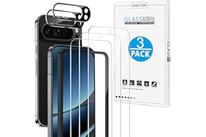 OMOTON 3+2 Pack for Google Pixel 10 Pro XL Screen Protector 6.8 Inch 2025, 3 Tempered Glass Film and 2 Camera Lens Protector, Bubble-free, Easy Installation, Not for Pixel 10 Pro/ 10