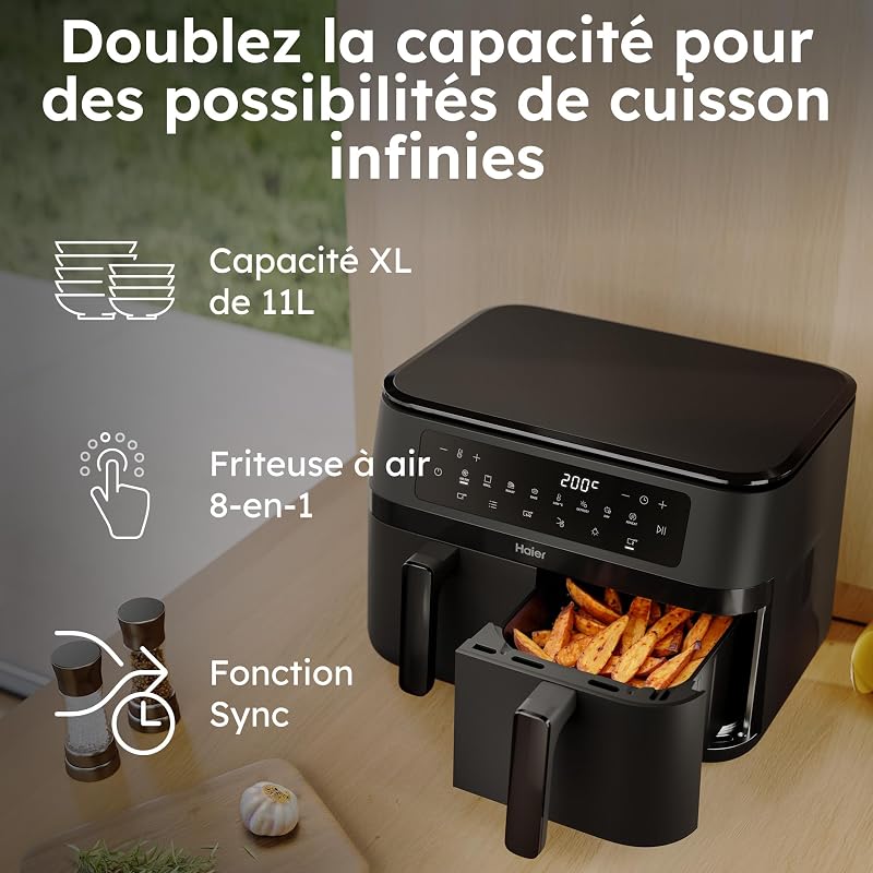 Air Fryer Double Tiroir | 11L Grande Capacité | 8 Fonctions