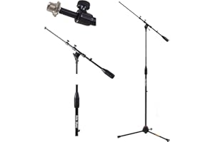 Hola! Music Mic Stand w/Adjustable Height for Home, Studio, Office or Stage Use - Standard Clutch Single Unit