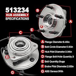 Pair 513234 Front Wheel Bearing Hub Assembly