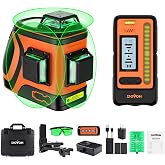 DOVOH Outdoor Laser Level 360 Self Leveling with Receiver, H3-360G-KIT | 400ft Long Range With Detector, High Power, Daylight Use, Green Beam, For Outside, Grading, Construction, Decking, Framing