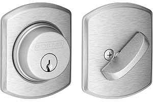 Schlage B60N GRW 626 Greenwich Single Cylinder Deadbolt, Satin Chrome