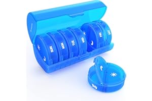 Weekly Pill Organizer 7 Day 2 Times a Day, Sukuos Large Travel Pill Box for Pills/Vitamin/Fish Oil/Supplements, Daily Medicine Organizer Box, BPA Free Pill Case, Easy to Clean