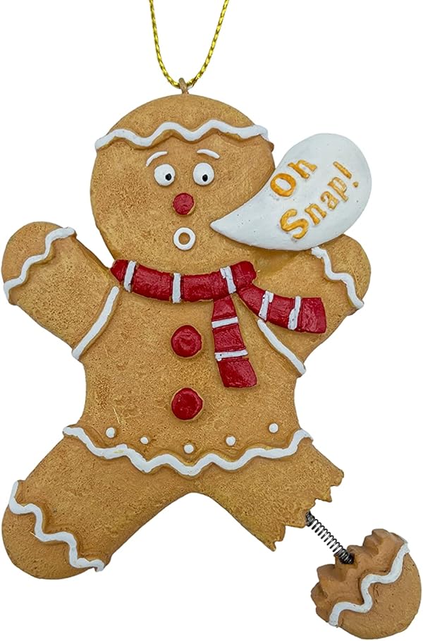 December Pets Christbaumschmuck Lebkuchenmann Cookie Oh Snap! Gebrochenes Bein - Hängendes Ornament aus Kunstharz für Weihnachten