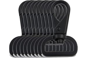 BIKICOCO 1'' Swivel Trigger Push Gate Snap Hook Lobster Claw Clasp Spring Loaded Clip, Flat-D-Ring Ended, Black - Pack of 10