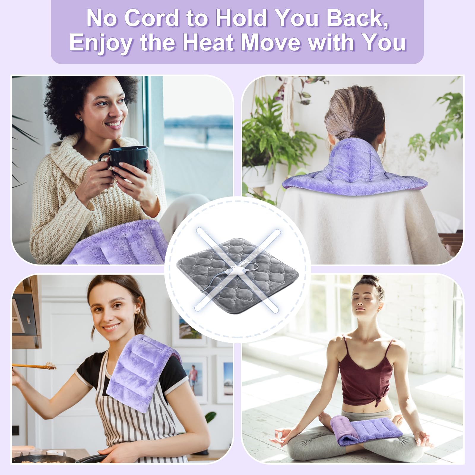 SuzziPad Microwave Heating Pad for Discomfort Reducing, 7x16 Microwavable Heated Pads, Muscle Ache, Soothing Fatigue for Neck and Shoulder, Bean Bag Moist Heat Pack, Warm Compress, 1.74lb, Purple