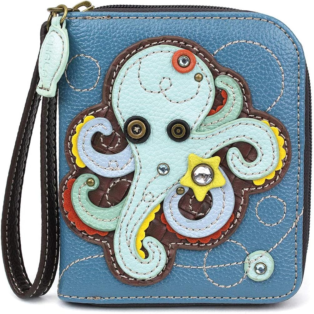 8 Credit Card Slots Wristlet Chala Zip Around Wallet Sturdy Pu Leather Clothing Shoes Jewelry Women