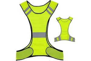 AUOON Reflective Night Running Vest with Adjustable Strap & Breathable Holes, Ultrathin Lightweight Safety Vest with 360° High Visibility for Running, Jogging, Cycling, Hiking, Walking, Yellow