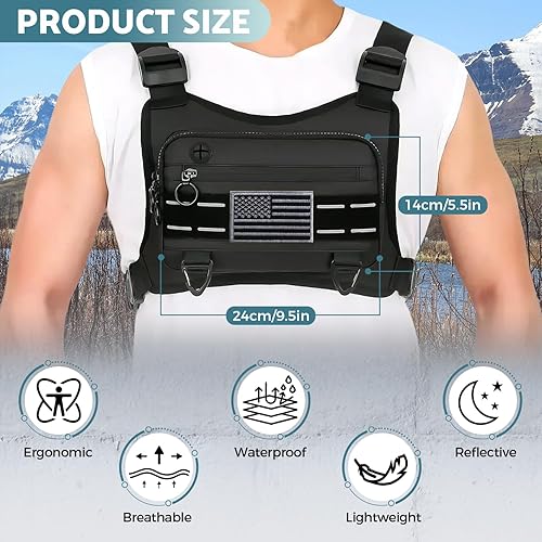 Sports Chest Bag For Men, Water Resistant Lightweight Front