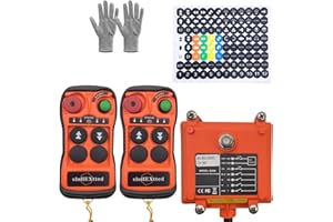 SLOHEXTTED 2 Channel Button Industrial Wireless Overhead Hoist Crane Radio Remote Control 110V 2 Transmitters and Receiver for Lift Winch Electric Chain Hoist Crane Remote Control