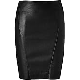 Koza Leathers Women's Leather Skirt Genuine Lambskin Real Leather Knee Length Skirt KS001