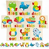 PEQUEE Wooden Puzzle for Toddlers Kids 3-4 -5-6-Year Old Learning Educational Preschool Montessori Jigsaw Wood Puzzle Toy Gif