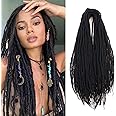 Black Dreadlock Extensions 20 Inch - 0.24 In Width 20 Strands Wool Dreadlock Extensions Double Ended Wool Dreads for Women & Men - Handmade Hippie Dreadlock Reggae Style Wool Dreadlocks