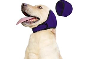 JOHNBOLIN Dog Ear Muffs & No Shake Ear Wrap for Hematoma, Bathing, Drying & Noise Anxiety Relief - Elastic Waterproof Ear Pro