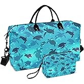 Aflyko Travel Duffel Bag Swimming Sea Turtle Aqua Cute Wildlife Sport Tote Gym Bag Weekender Overnight Bag for Men Women Flight Approved Carry On Bag Fitness Dance Go-To Bag Daily Bag