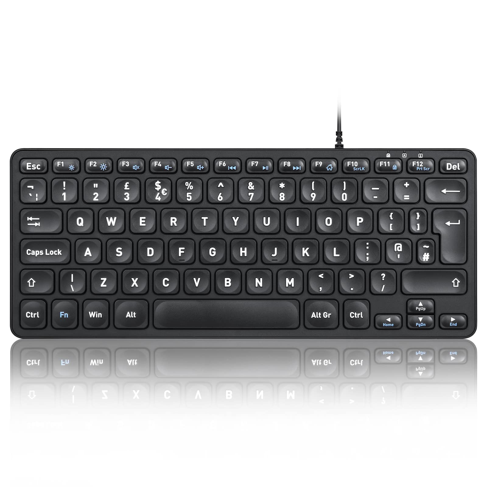 Perixx PERIBOARD-432 Wired USB Keyboard, Slim Design with Big Font Keys, UK QWERTY — image 1