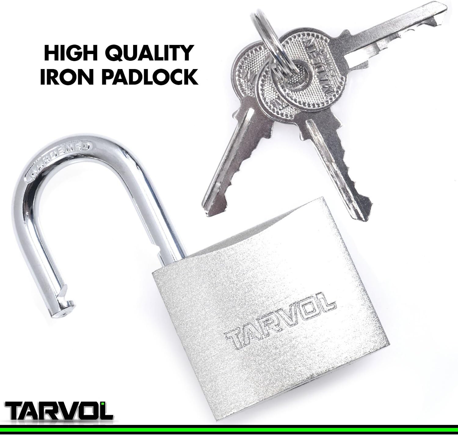 Steel Padlock with Keys (Heavy Duty Security) Safely Lock Interior or Exterior Gates, Sheds, Lockers, Bikes, Tool Box, or Containers. Includes 3 Master Keys - - 