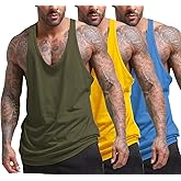COOFANDY Men's 3 Pack Tank Tops Gym Workout Shirt Y-Back Sleeveless Muscle Fitness Bodybuilding Tank Shirts