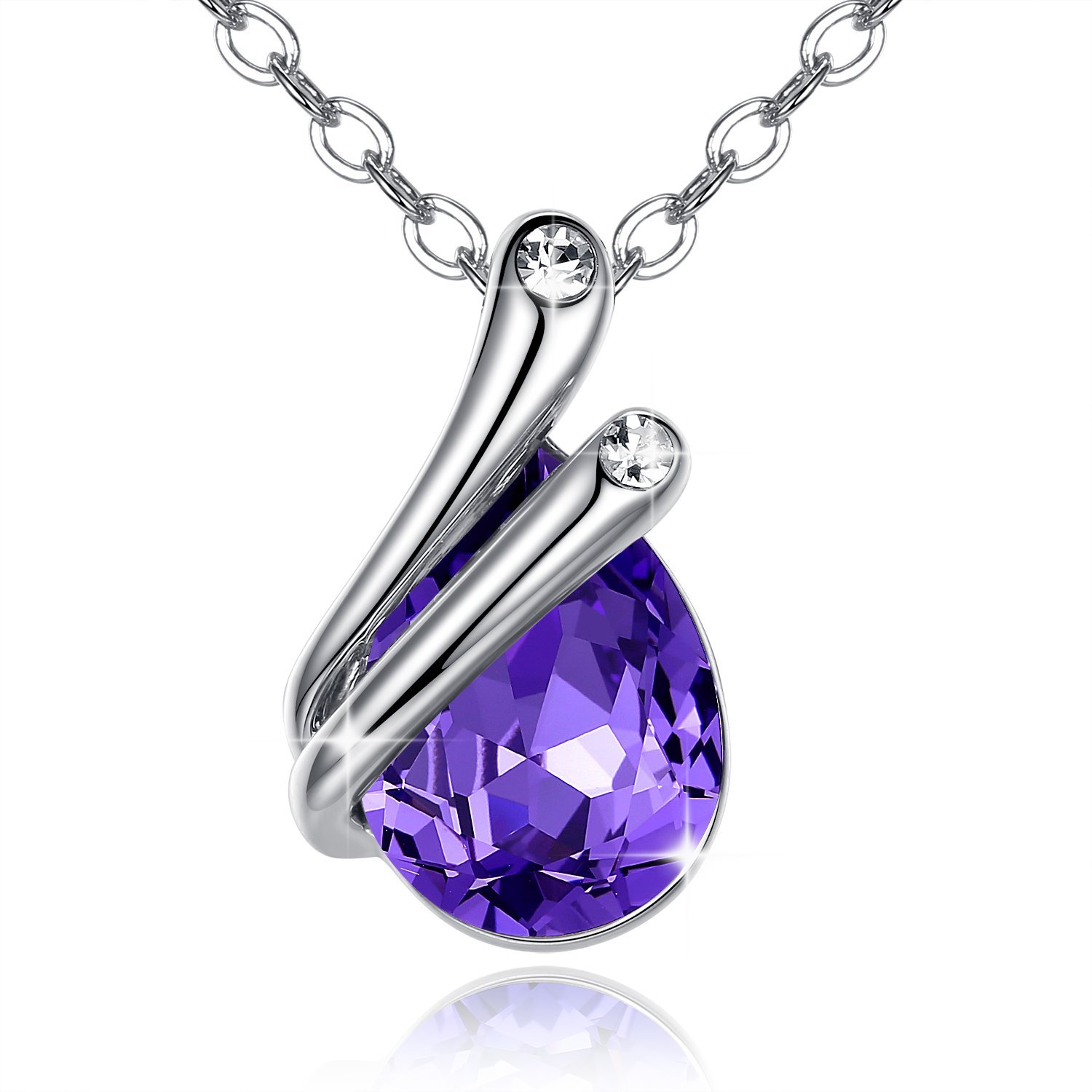 GoSparkling cristalino K de oro blanco plateó el colgante collar con el