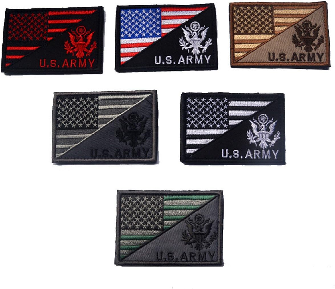 Homiego Bundle 6 Pcs US Flag Tactical Military Morale Patch Set,Hook and Loop for Backpacks Caps Hats Jackets and Uniform ¡­