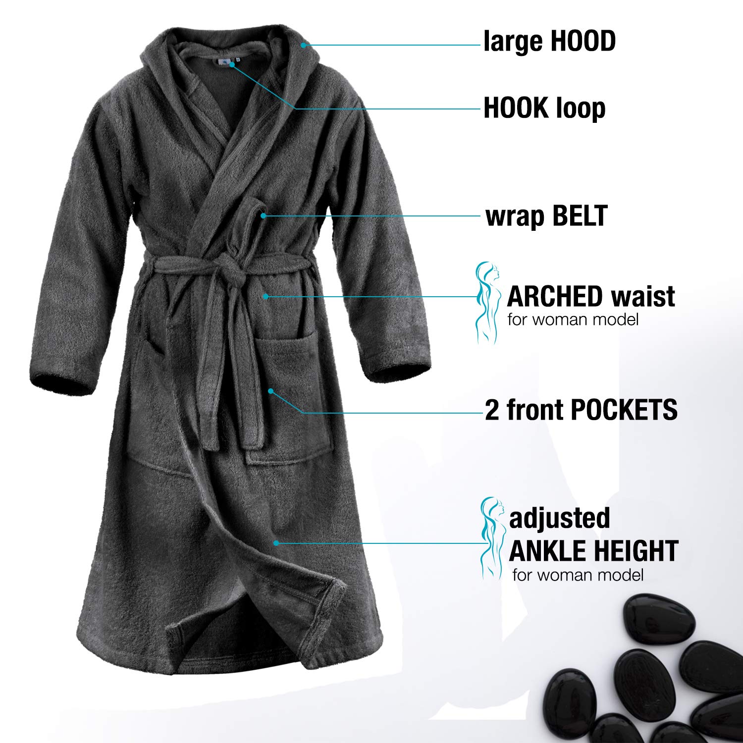 egyptian cotton hooded bathrobe